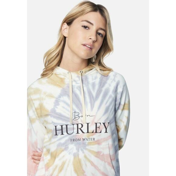 Hurley Womens Ivy Tie Dye Easy Raglan Hoodie Fleece Sweatshirt Small Multicolor - Picture 6 of 12
